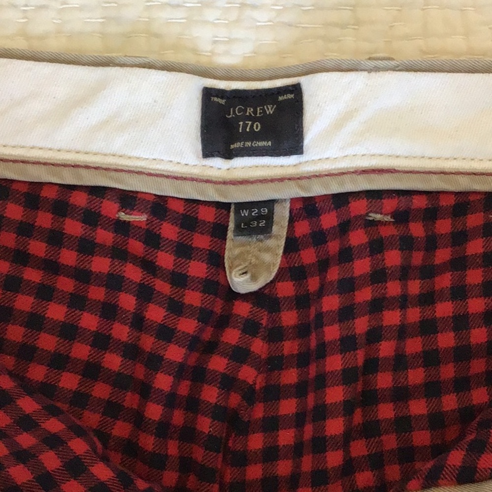J Crew flannel lined chinos in 770 cut.